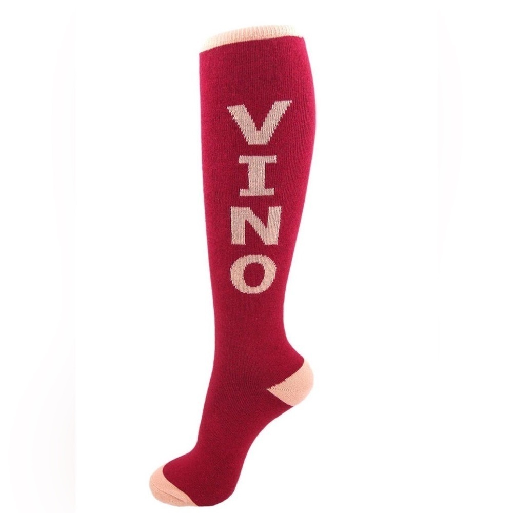 Vino Dress Unisex Knee Socks in Deep Burgundy and Tan, OS, NWT, Bundle Item